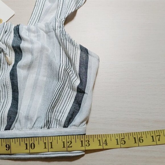NWT PULL&BEAR stripes ruffle linen boho festival crop top - Picture 9 of 13